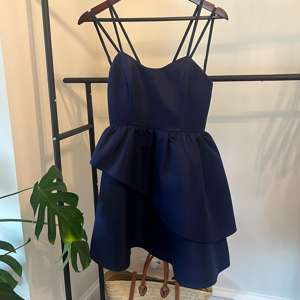 L Atiste Blue Tiered Strap Dress size M